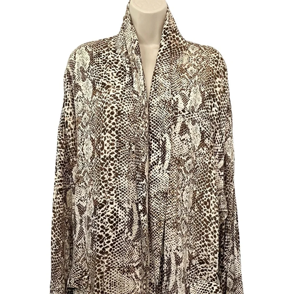 Free People Animal Print Midi Kimono Duster Cardigan Wild Nights Size Medium